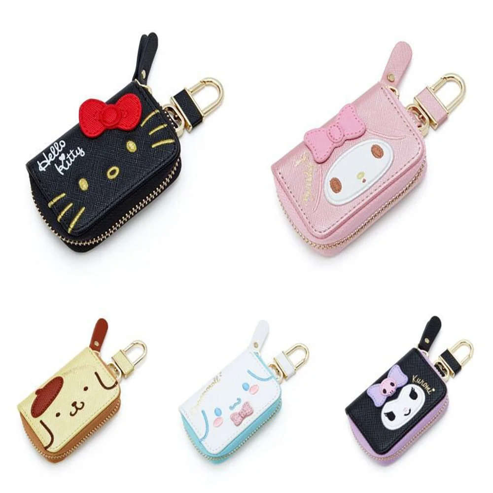 Sanrio Hello Kitty Car Key Case Cover Kuromi Key Organizer Melody Keychain Pouch Cinnamoroll Keychain Wallet Coin Girl Purse