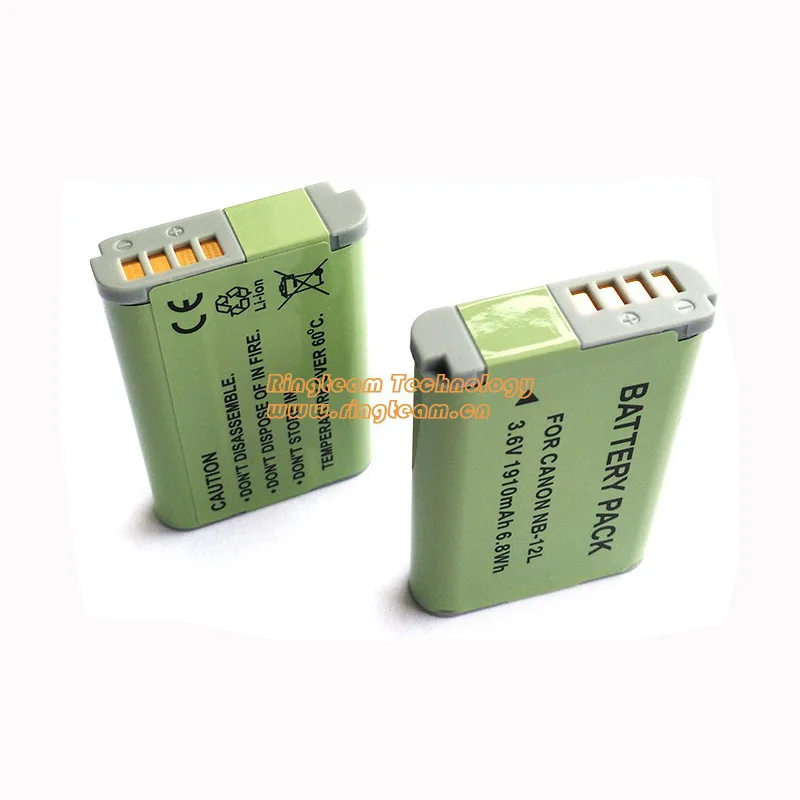 2pcs 1910MAh NB-12L NB 12L NB12L Battery for Canon PowerShot G1 X Mark II G1X Mark 2 for PowerShot N100 N100 VIXIA mini X