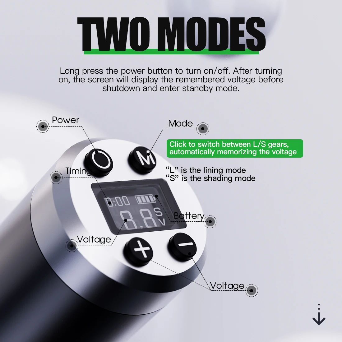 Dragonhawk Fold 3 WirelessTattoo Machine Duas baterias