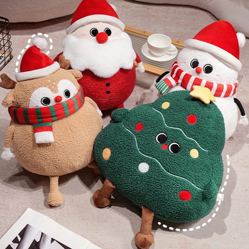 Cute Creative Christmas Series Doll Pillow Cartoon Kawaii Santa Claus Elk Snowman Doll Toys Xmas House Decoration Xmas Gifts