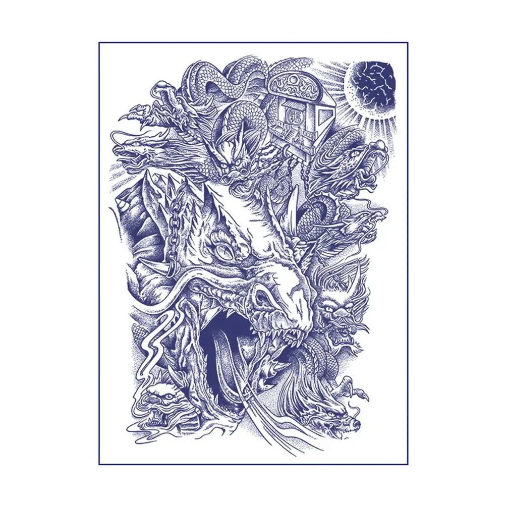 Novo adesivo de tatuagem temporária à prova d'água, semipermanente, não reflexivo, flor tradicional antiga, braço, peixe koi, tatuagem falsa mal