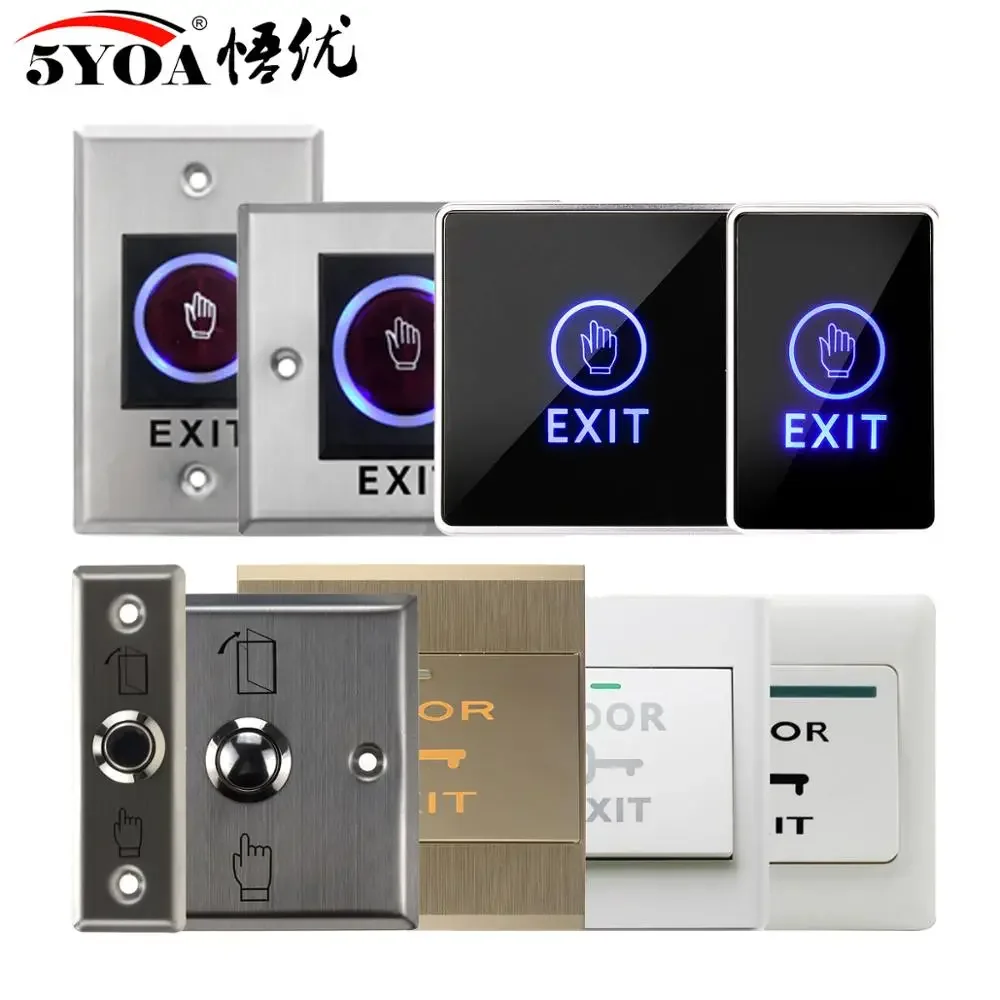 5YOA Door Exit Push Button Release Switch Opener NO COM NC LED light For Door Access Control System Entry Open Touch