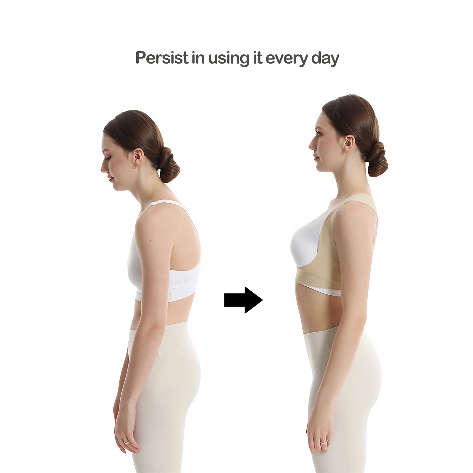 Back Pain Relief Posture Corrector for Women Adjustable Chest Support Belt with Magnetic Stones Posture Correction for Yoga Work