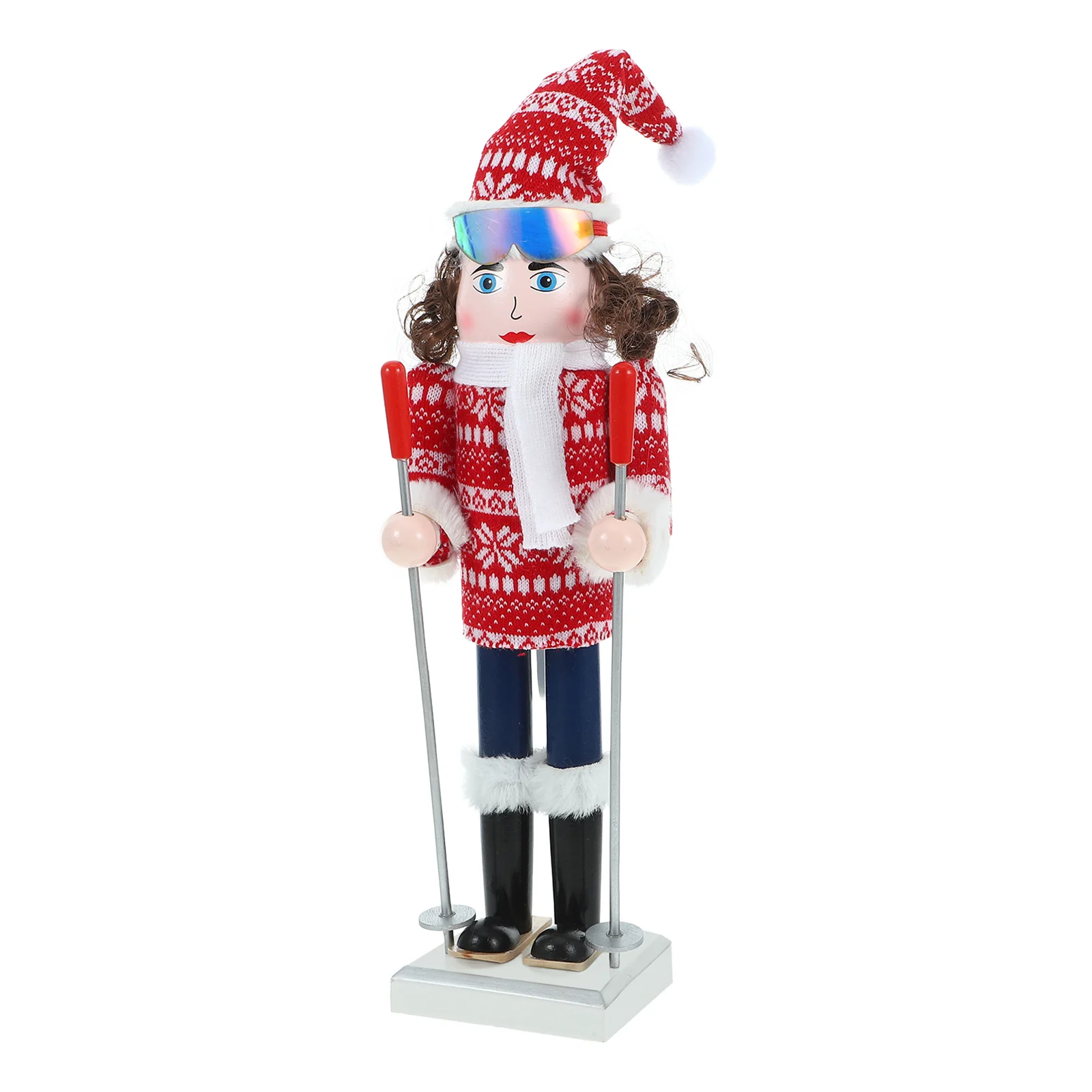 

Wooden Nutcracker Ornament Christmas Decor Small Tall Xmas Desktop Decoration for Home Hotel Restaurant Coffee Shop Party Favor