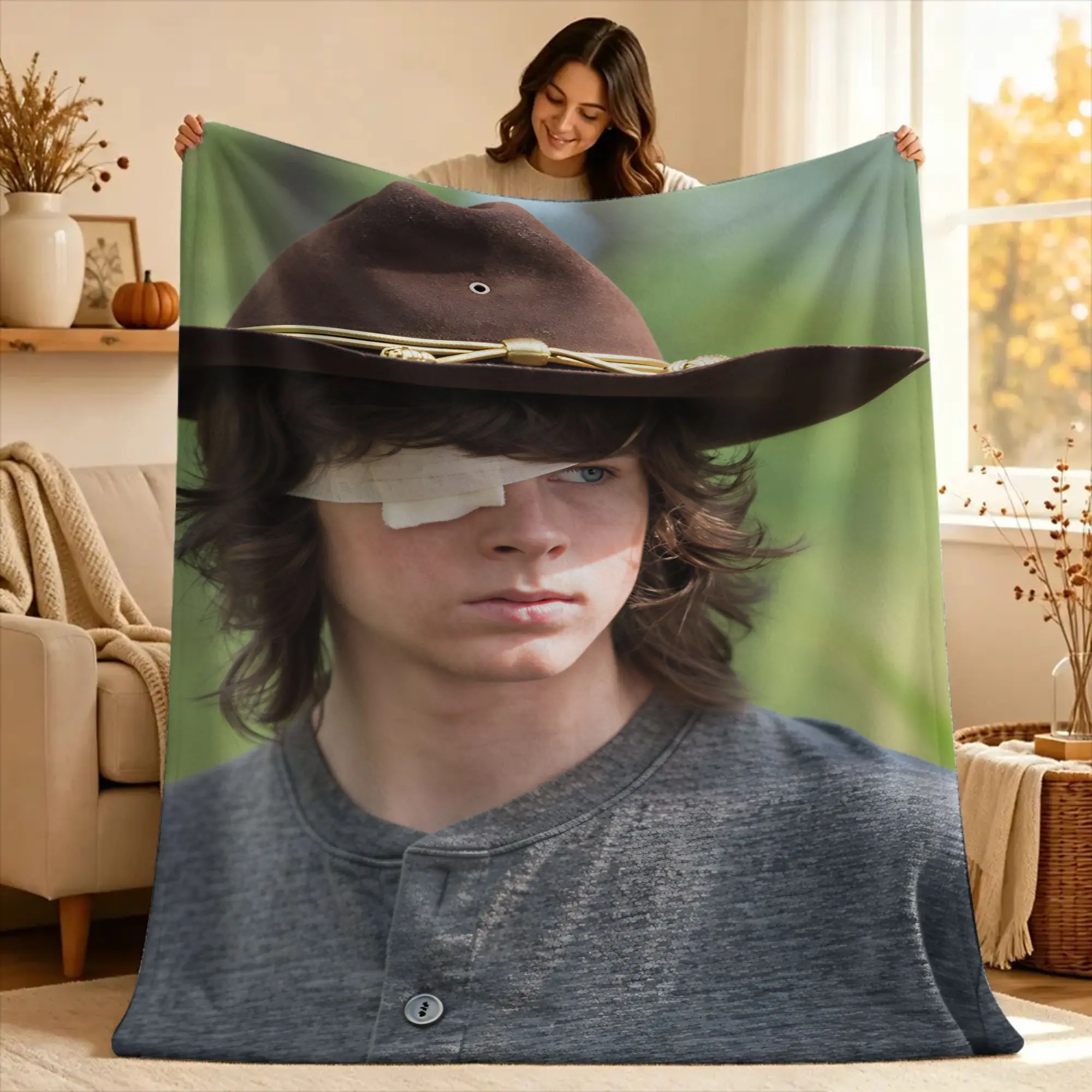 Soft Blanket Camping The Walking Dead Carl Grimes Throw Blanket  Flannel Bedspread For Home Decor Graphic Sofa Bed Cover
