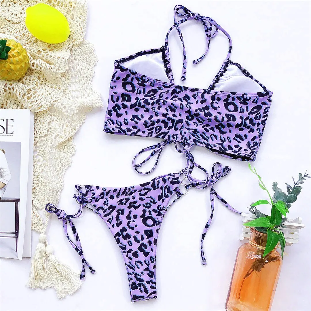 Sexy High-Cut-Leoparden-Bikini, Damen-Badebekleidung, zweiteiliger Bikini-Set, Schnür-Badeanzug, Badeanzug, Badebekleidung, V1708 – Detail 31