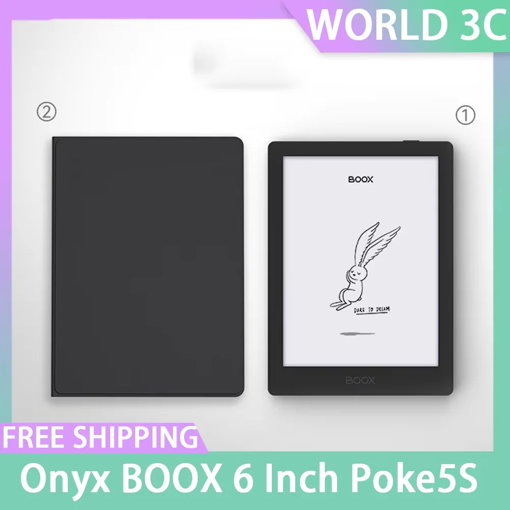 Onyx Boox Poke5s E-Book Reader With Protective Cover 6 Inch Wireless Bluetooth Eink Screen 2+32GB Android11 Support MicroSD Card