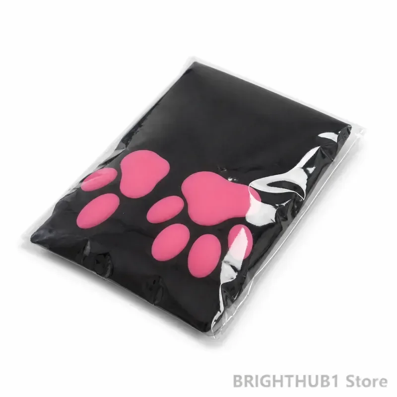 3D Cat Paw Pink Meat Pad Socks Japanese Style Two Dimensional Knee Socks Cute Leg Stockings Women Solid Color Thin Non Slip