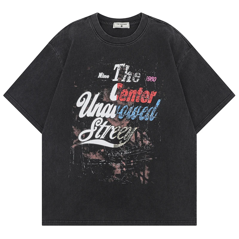 

Летние мужские потертые футболки большого размера в стиле хип-хоп, винтажные футболки с графическим принтом, уличная одежда, Harajuku, повседневные модные хлопковые топы, футболки