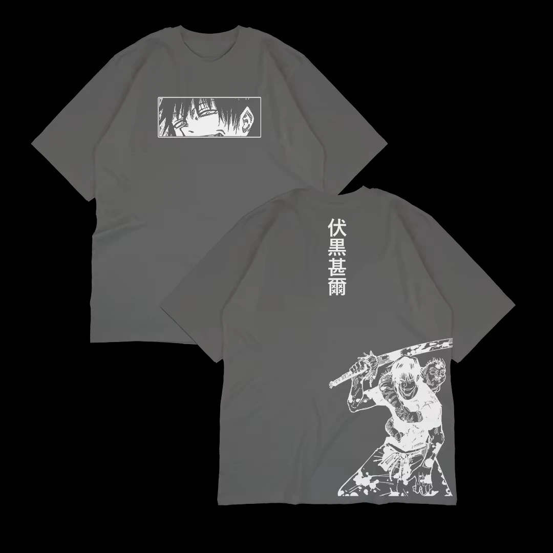 2026 جديد JJK Toji بندقية تي شيرت مطبوع النساء الرجال انمي ياباني مانغ الجرافيك قصيرة الأكمام الثقيلة القطن المحملة الإناث الذكور الملابس #3