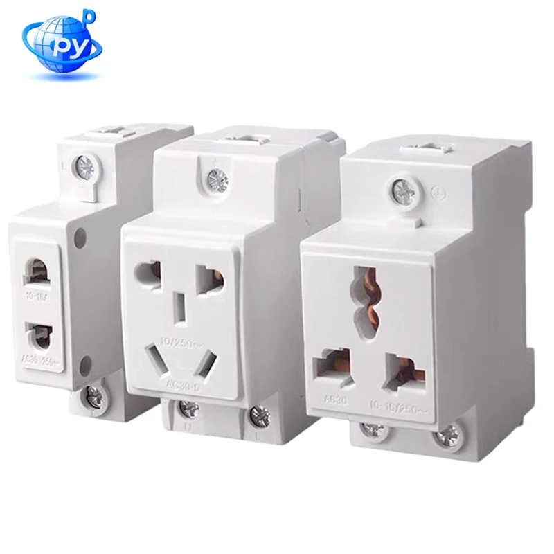AC30 Modular Socket 2/3/5 Plug Outlet Strip 10-16A 250V DIN Rail Mounted Power Distribution Block for Industrial Electrical AC
