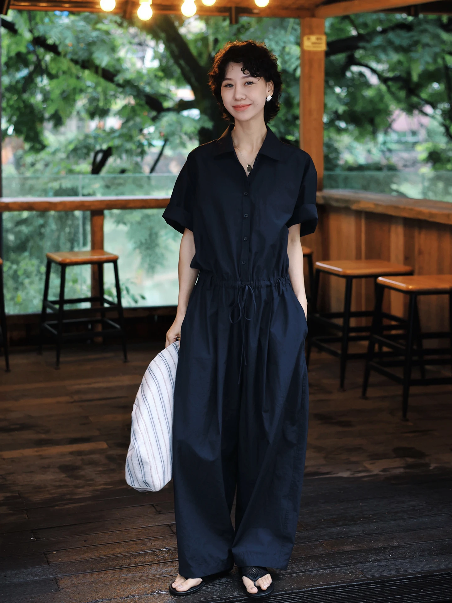 

Модный свободный комбинезон-брюки женский летний для работы TT Atelier, повседневный, из полиэфирного волокна, длинные брюки