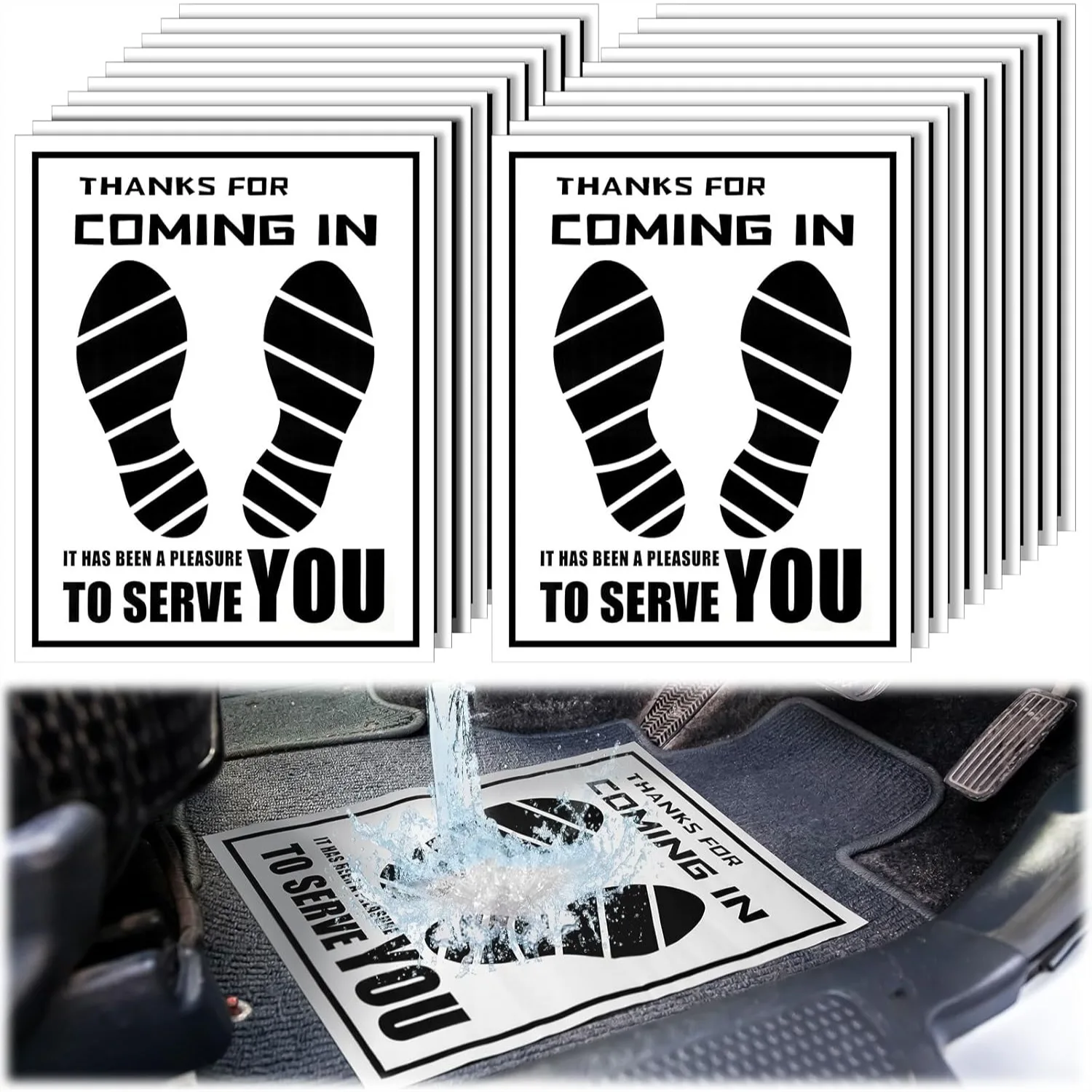 

500 Pcs Disposable Car Floor Mats with Footprint Design, 20x15 Inch Paper Plastic Covered Floor Protectors for Vehicle Interior