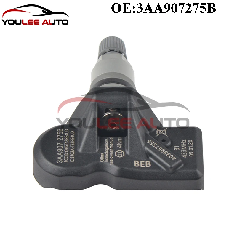 4 szt. Nowy 3AA907275B 3AA907275 Czujnik ciśnienia w oponach TPMS 433MHZ do Volkswagen CC 11-17 Passat B6 10-15 Tiguan 12-21 Auto Parts