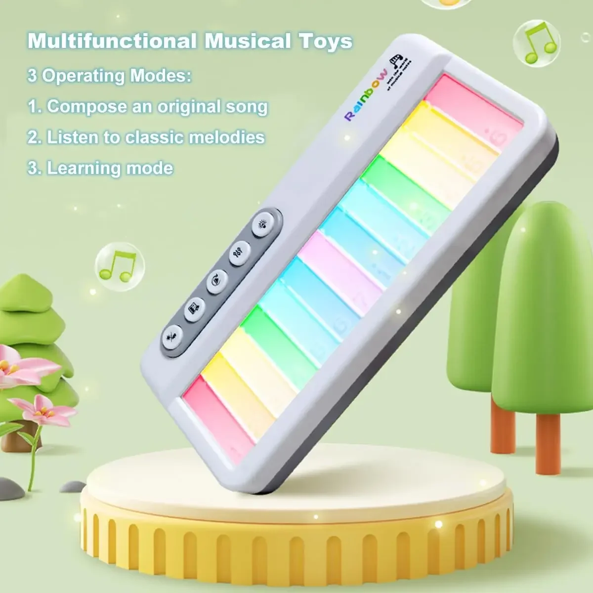 Baby Musical Piano Light Up Toy with Music&Sound for Toddlers 1-3, Early Learning Educational Keyboard,Christmas Gifts birthday