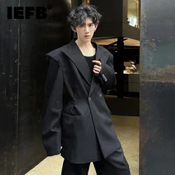 IEFB New Men Bsuit Jacket Black Autumn Winter Slimming Waist Pinching Design Double Breasted Shoulder Pad Balzer Trendy 9C7188