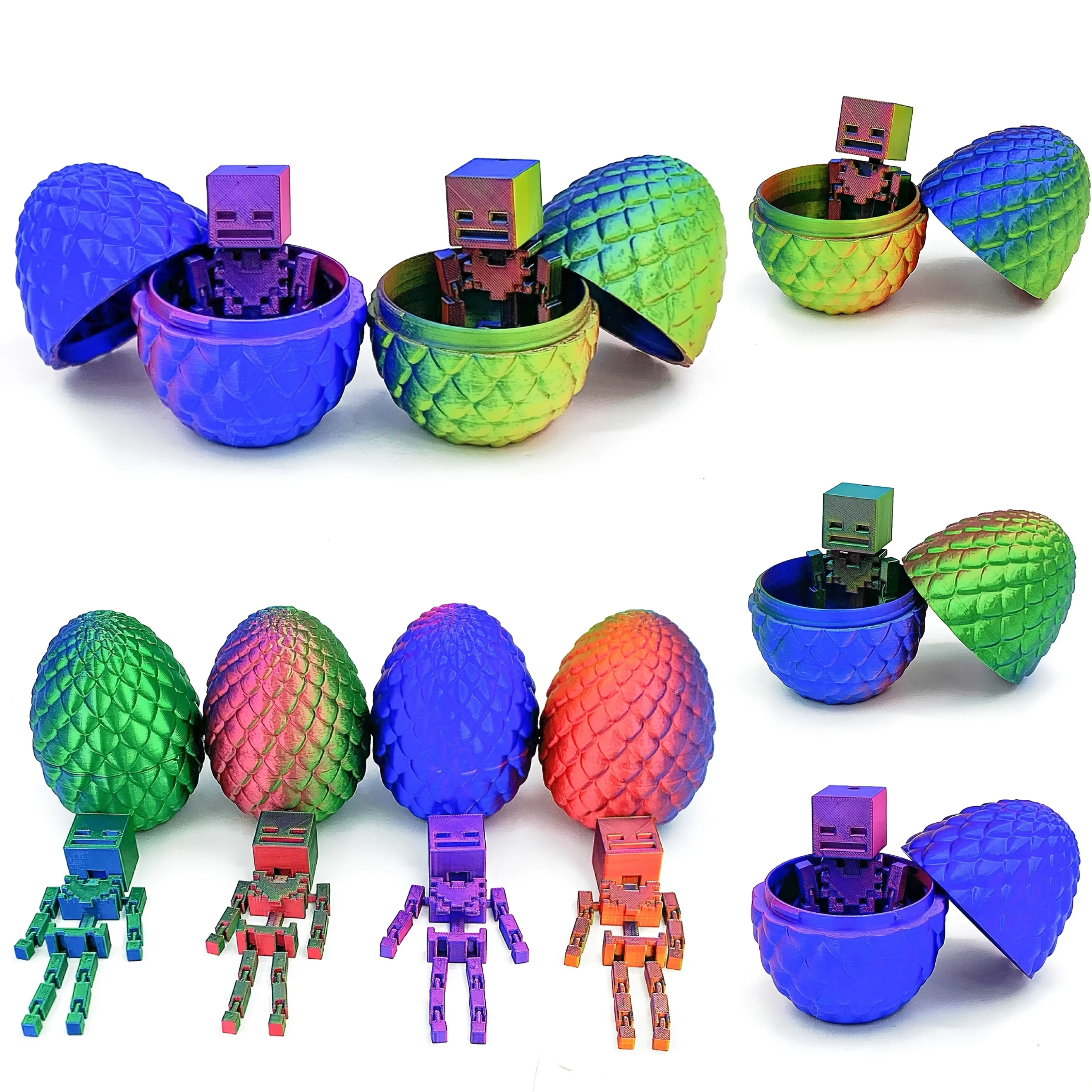 

3D printed mechanical square headed robot with crystal egg technology, perfect for home desktop decoration and Christmas gifts