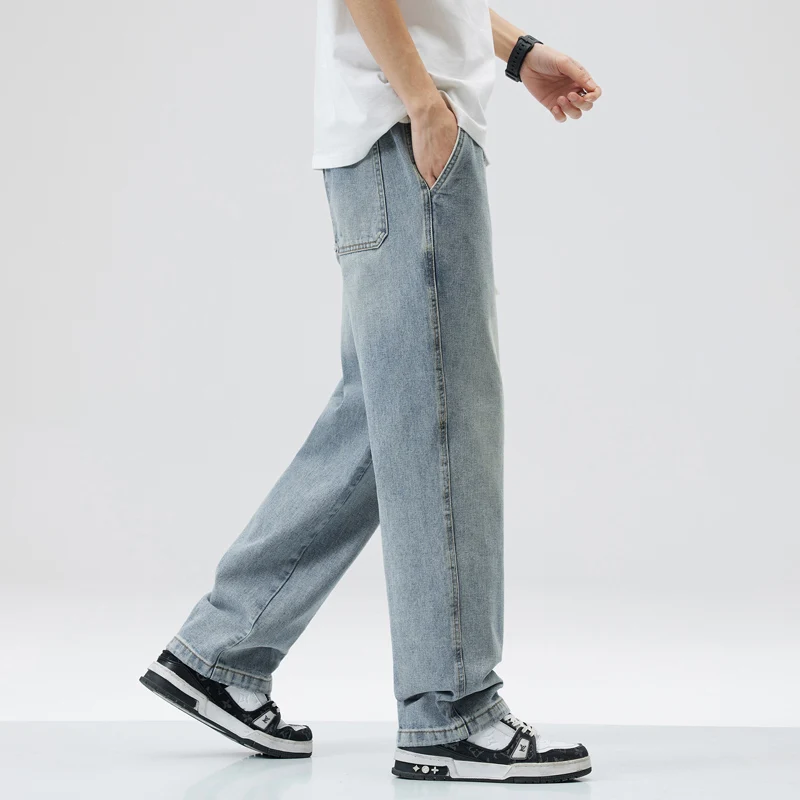 High street retro gradient jeans men's and women's trend baggy straight-leg pants