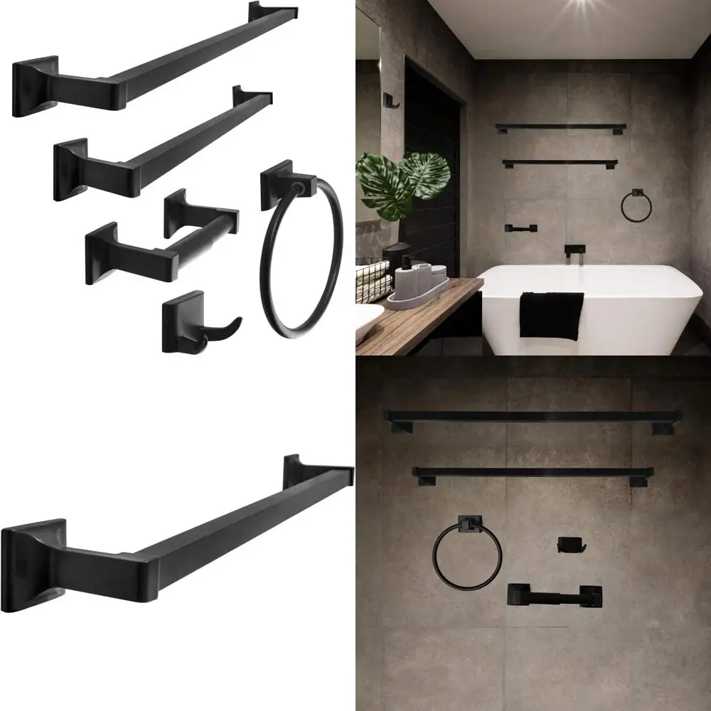 

Heavy-Duty Metal Bathroom Hardware Set Wall-Mounted with Robe Hook and Toilet Paper Holder for Classic Style