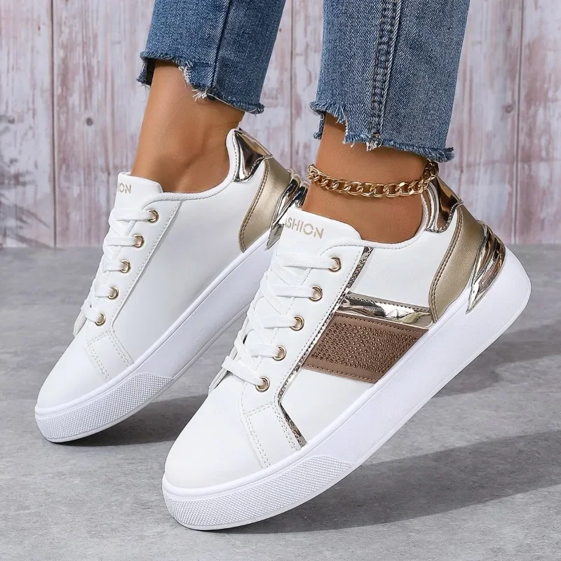 Luxury Sports Shoes 2024 Autumn Simple Low Top Women's Vulcanized Shoes Round Toe White Casual Sports Shoes Zapatillas Deporte