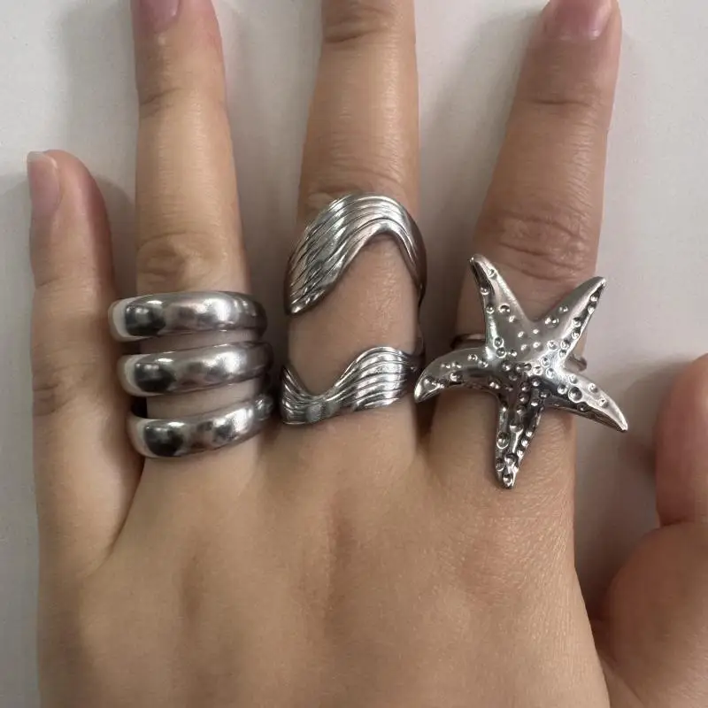 Unisex Stainless Steel Irregular Multi-Layer Ring