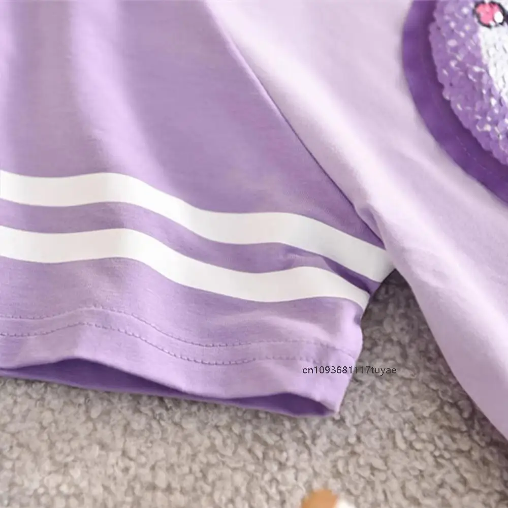 سينامورول كارتون سانريوس الاطفال قصيرة الأكمام Kawaii ميلودي كورومي لطيف أنيمي الترتر تي شيرت الصيف بلايز تنفس قصيرة الأكمام