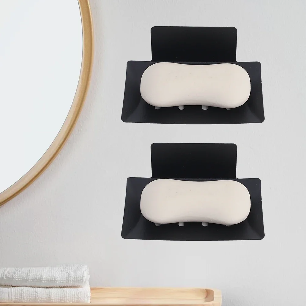 Metal Soap Holder Self-Adhesive Carbon Steel Soap Box Wall Mounted Drain Storage Rack Bathroom Kitchen Organizer Free Punch