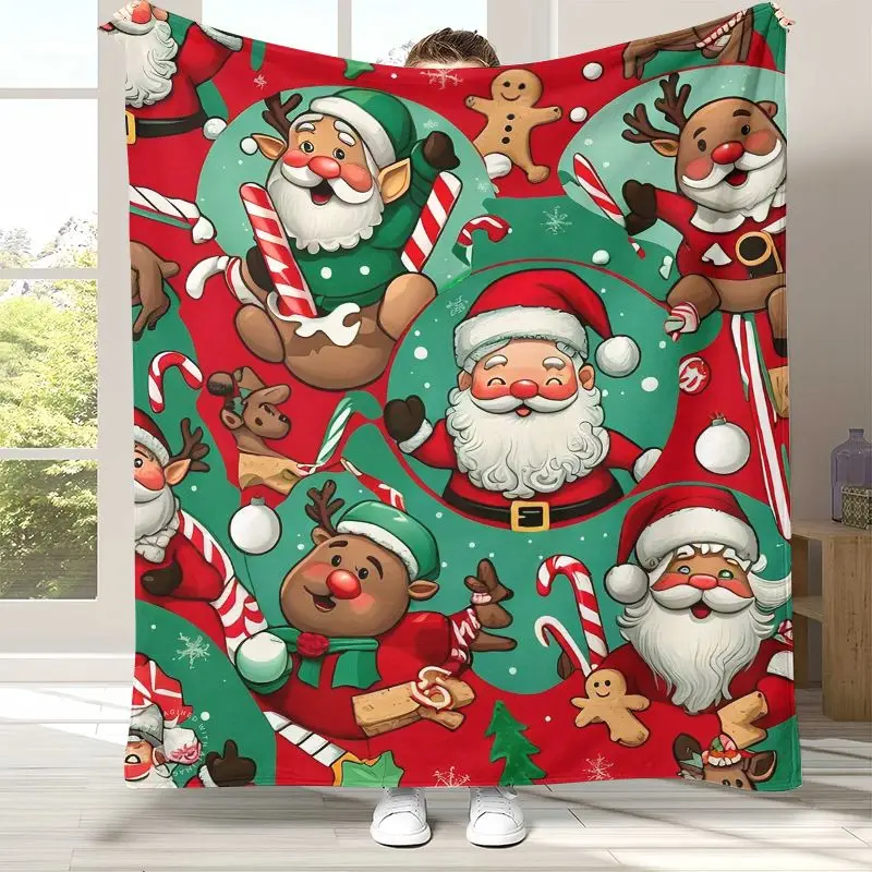 Merry Christmas Tree Santa Claus Fairy Tale Kid Gift Soft Flannel Throw Blanket,Cozy Blanket for Bed,Sofa,Living Room,Home Decor