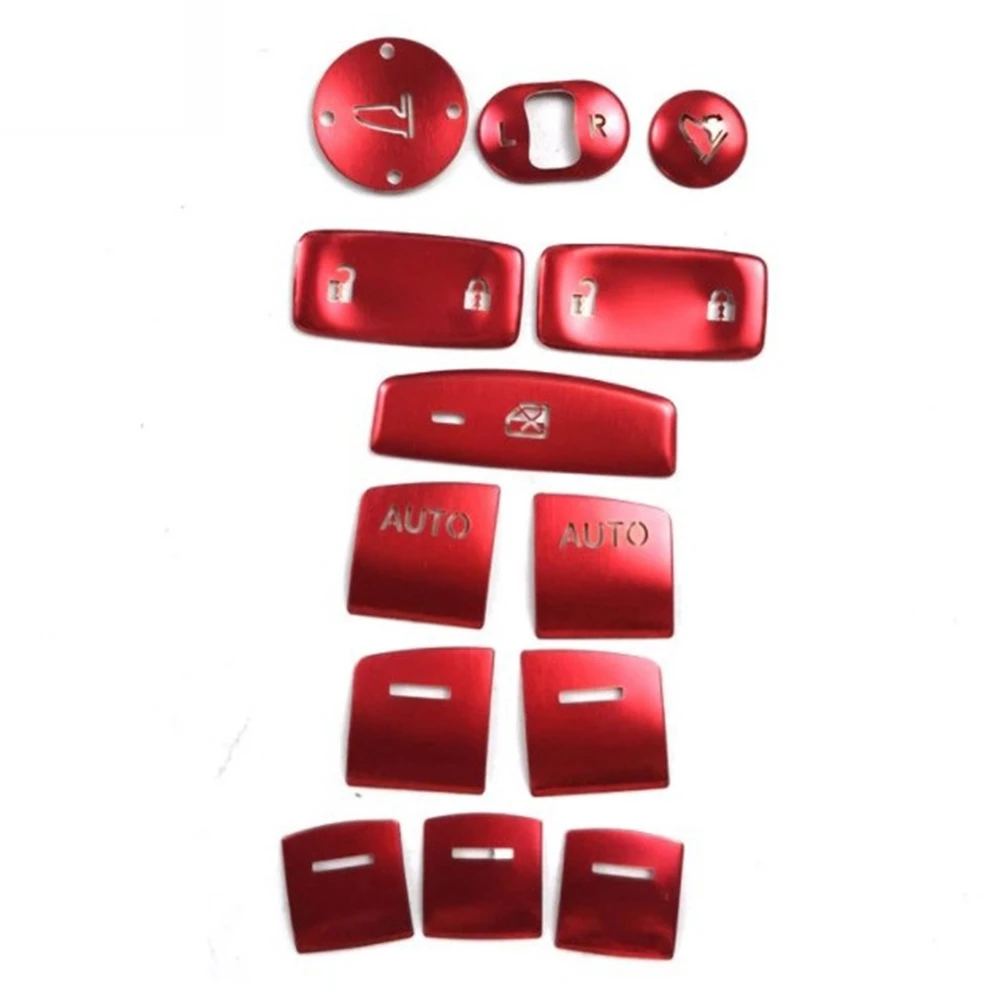 For 11Th Gen Honda Civic 2022 Window Glass Lift Switch Button Cover Trim Sticker Accessories,with AUTO Button, Red 13PCS