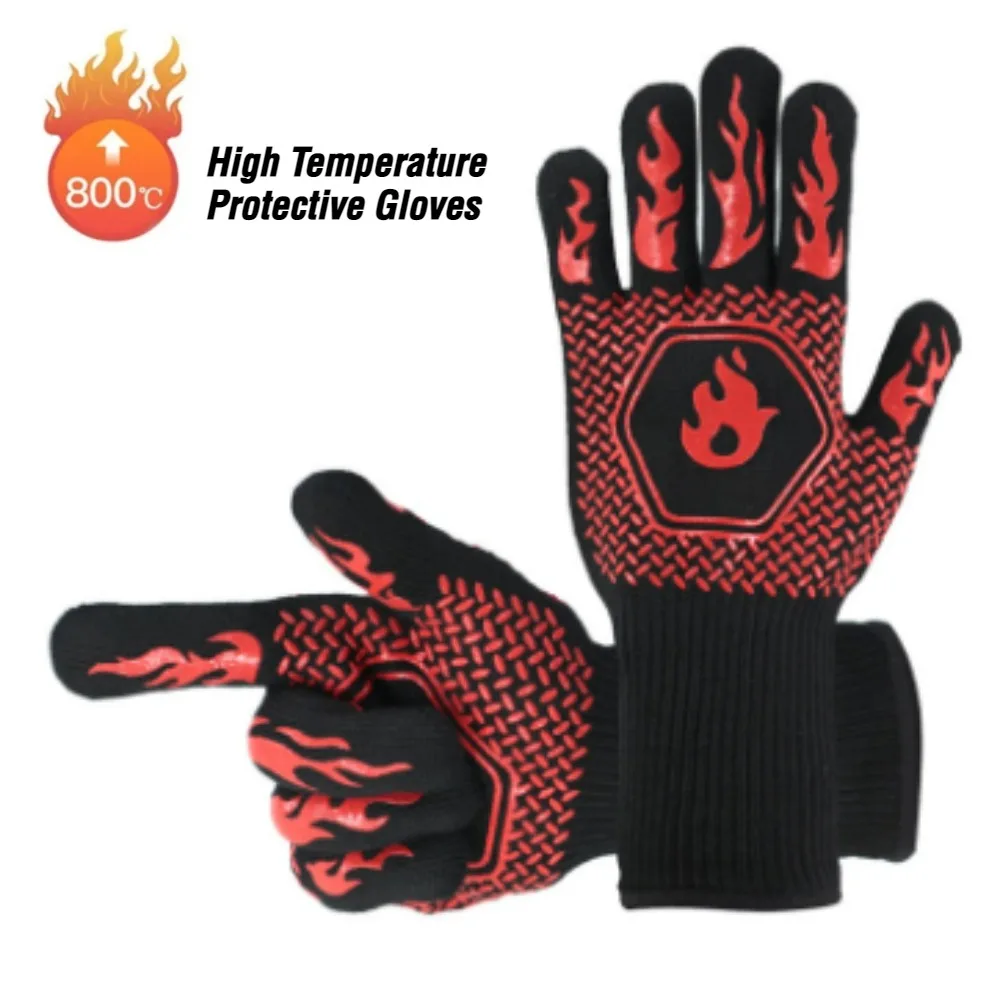 High Temperature Protective Gloves-Machine Washable Fireproof Gloves, Non Slip Design, Suitable for Kitchen Cooking, Outdoor BBQ