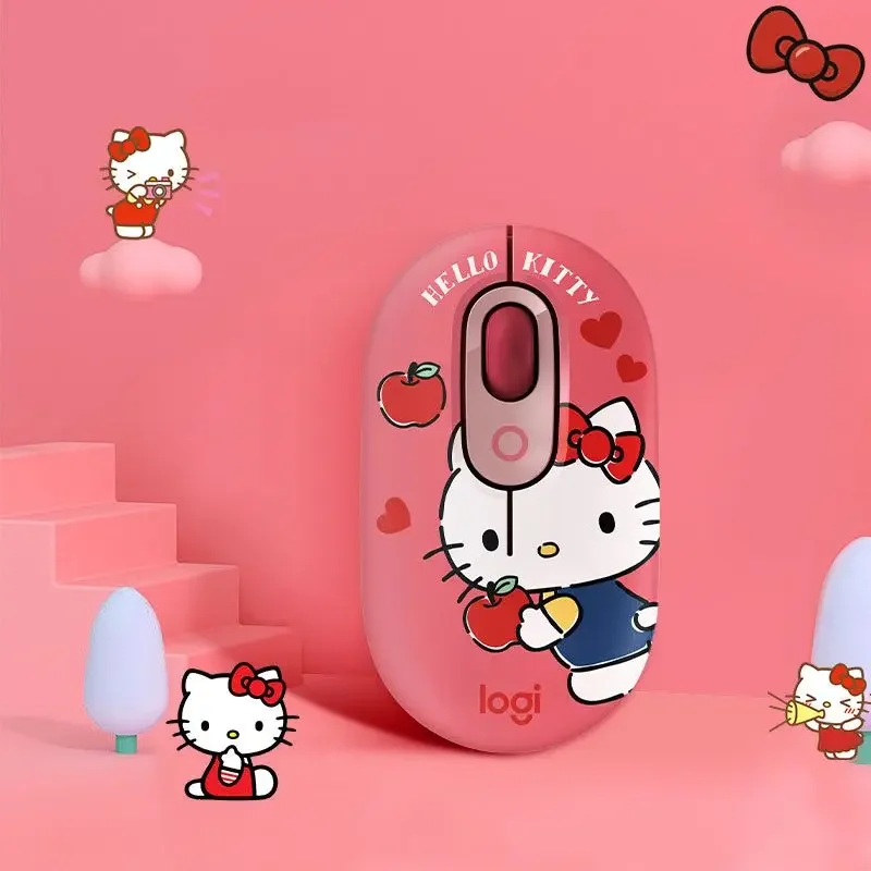 Sanrio Anime Hello Kitty Wireless Bluetooth Mouse Keyboard Set Girl Kawaii Cartoon Print Professional Office E-Sports Equipment