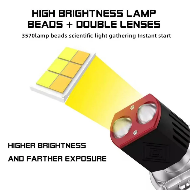 LED دراجة نارية المصباح H4 H6/BA20D ثنائي اللون أبيض أصفر مرحبا لو شعاع عدسة للدراجات النارية العلوي سكوتر الضباب مصباح 2 قطعة #3