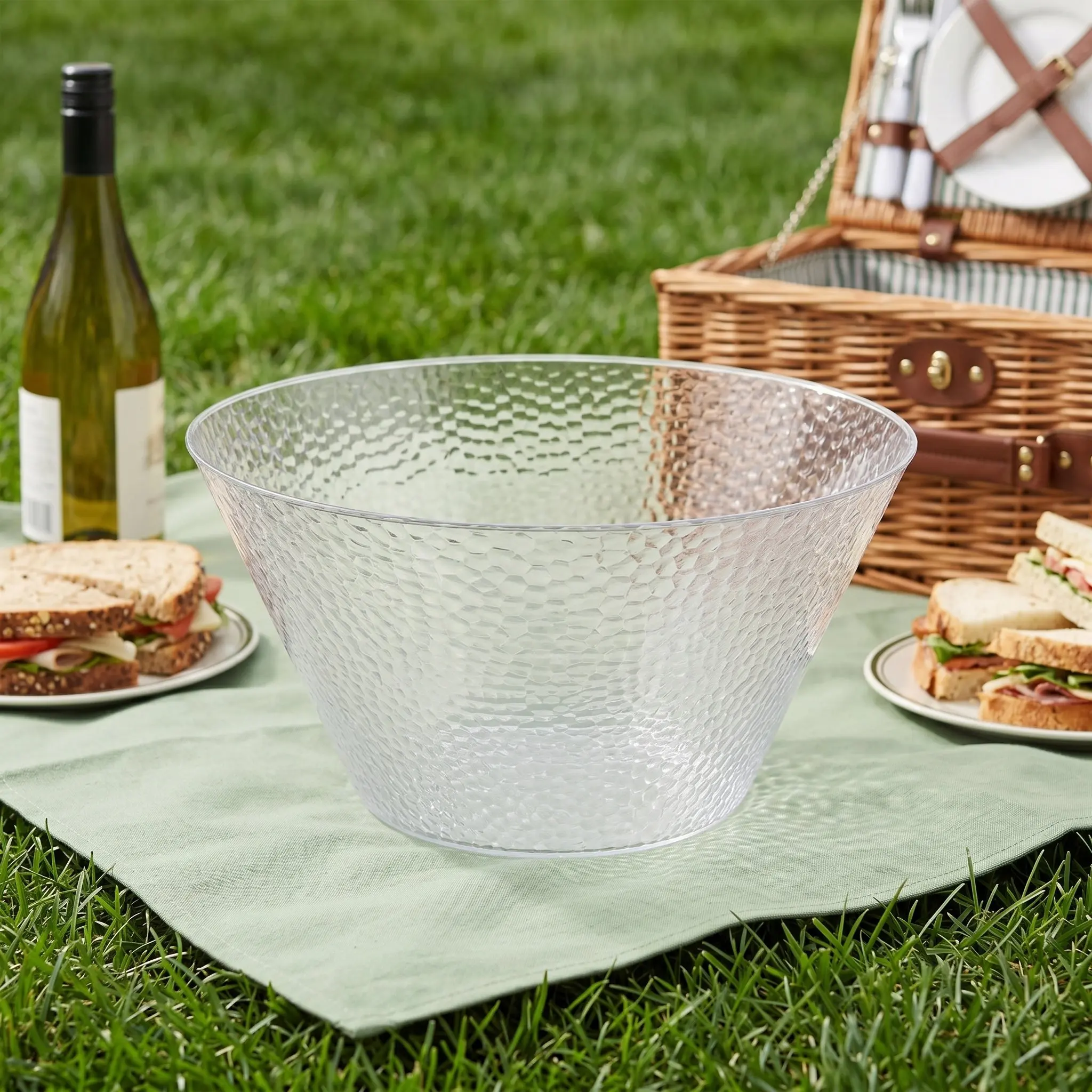 2Pcs Large Clear Plastic Punch Bowls Food Grade Fruit Bowl Party Acrylic Beverage Server Wedding Buffet Shower