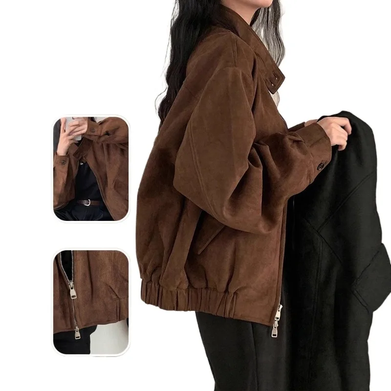 

Замшевая куртка в американском стиле ретро, женская новая весенне-осенняя взрывная маленькая мужская короткая куртка High Sense, пальто высокого качества Top Tide