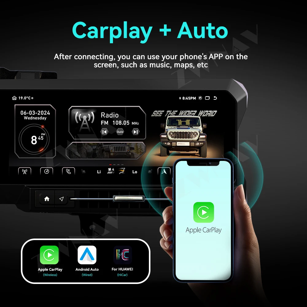 ZWNAV Digital Cluster Car Radio for Jeep Wrangler JL Gladiator 2018-2024 Dashboard Instrument Speed Meter Screen Carplay FM AM