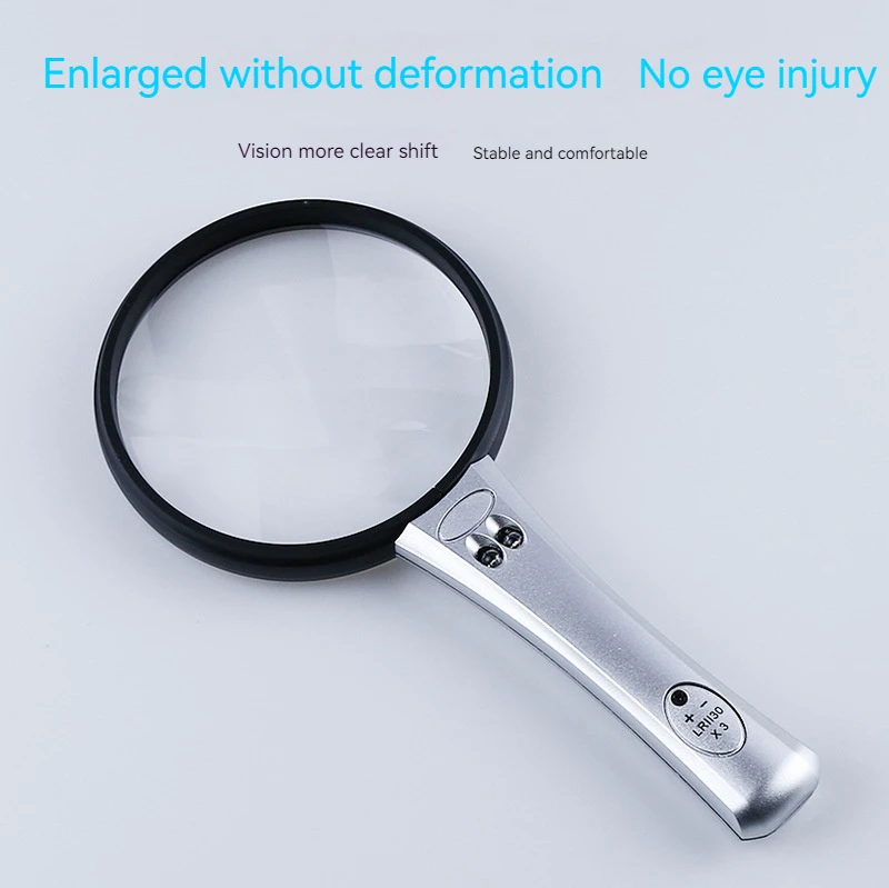 3X 10X Handheld Magnifying Glass with Led Light Source for Seniors Reading Jewelry Watch Reading Loupe Coins Kids