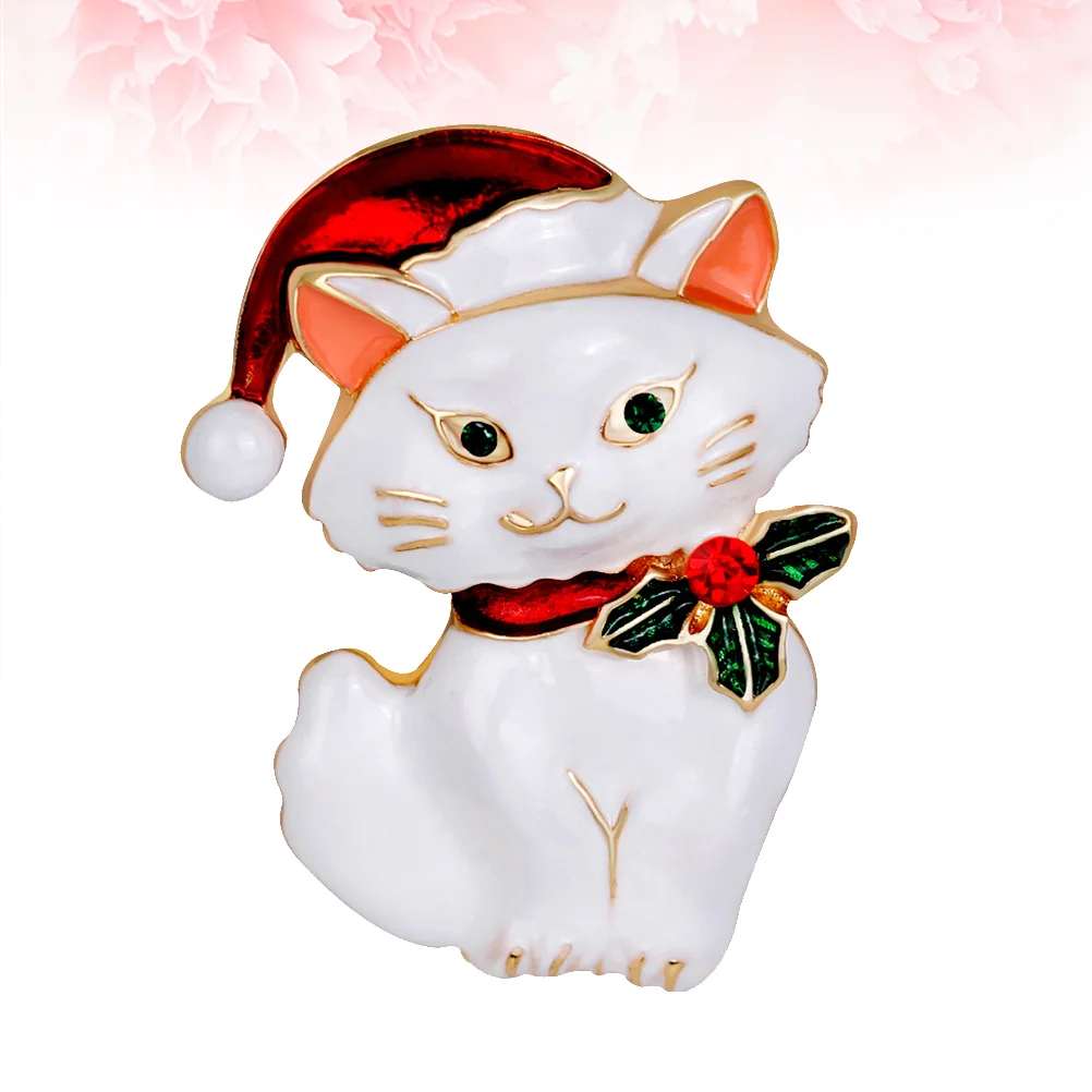 

1Pc Retro Cat Shaped Brooch Fashion Delicate Alloy Breastpin Clothing Accessories for Women Ladies Girls White