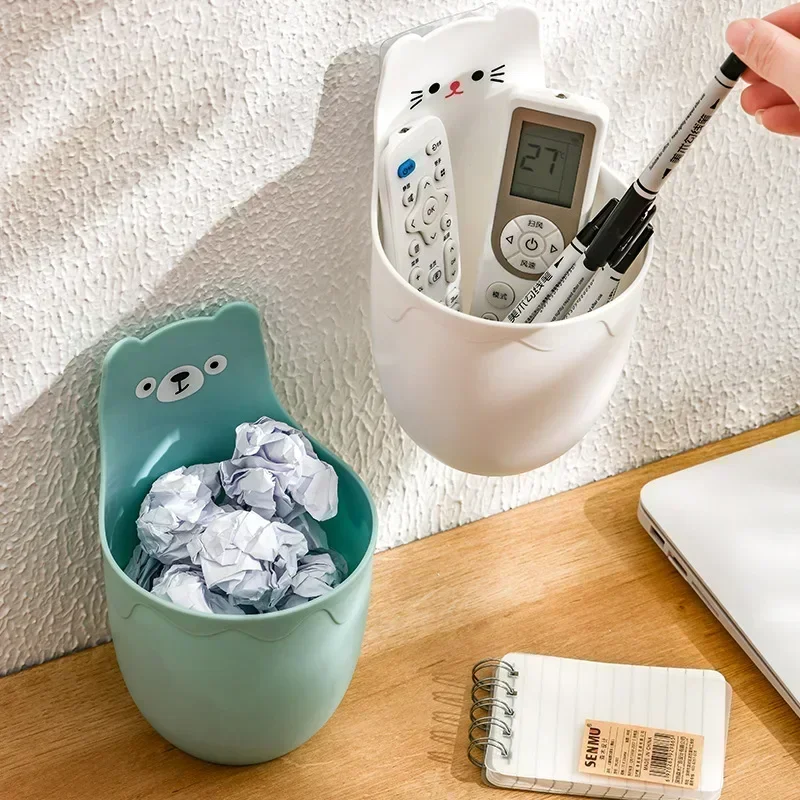 

Cute Cartoon Desktop Trash Bin-Creative Home Organizer Desk-side Office Paper Waste Collection Convenient Wall-mounted Design