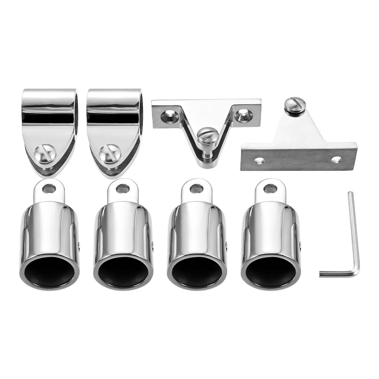 1 Set Bimini Top Hardware, Fits 7/8'' or 1'' OD Boat Fittings Heavy Dudy Accessories for Canopy Yacht Marine 316 Stainless Steel