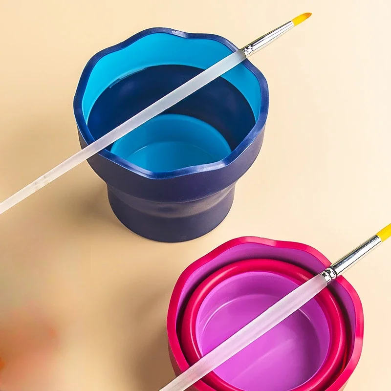 1PC Foldable and Portable Mini Water Bucket Pen Holder for Water Cup  Art Brush Specialized Telescopic Pen Holder