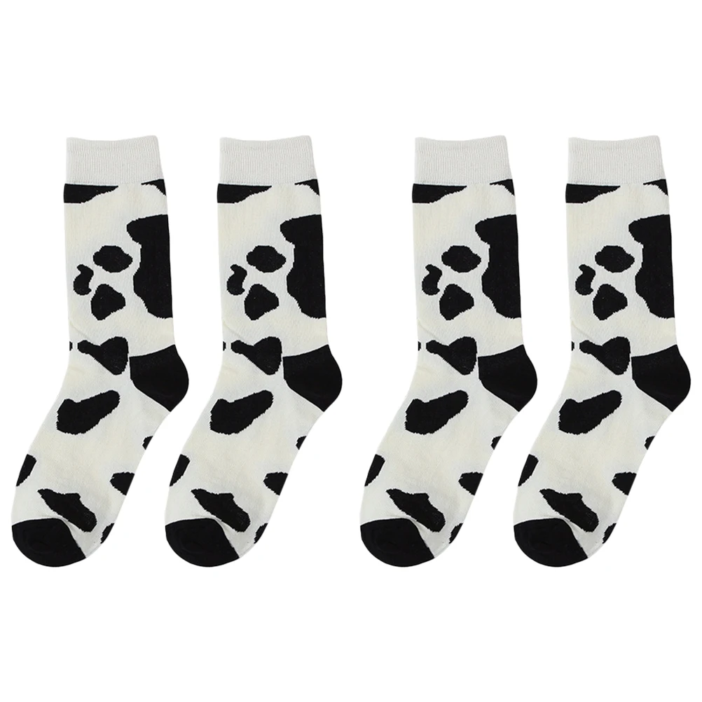 

2 Pairs Cotton Long Tube Girl Winter Pattern Sock Fashion Cow Printed Girl Women Winter Sock Socks Cow Pattern Socks