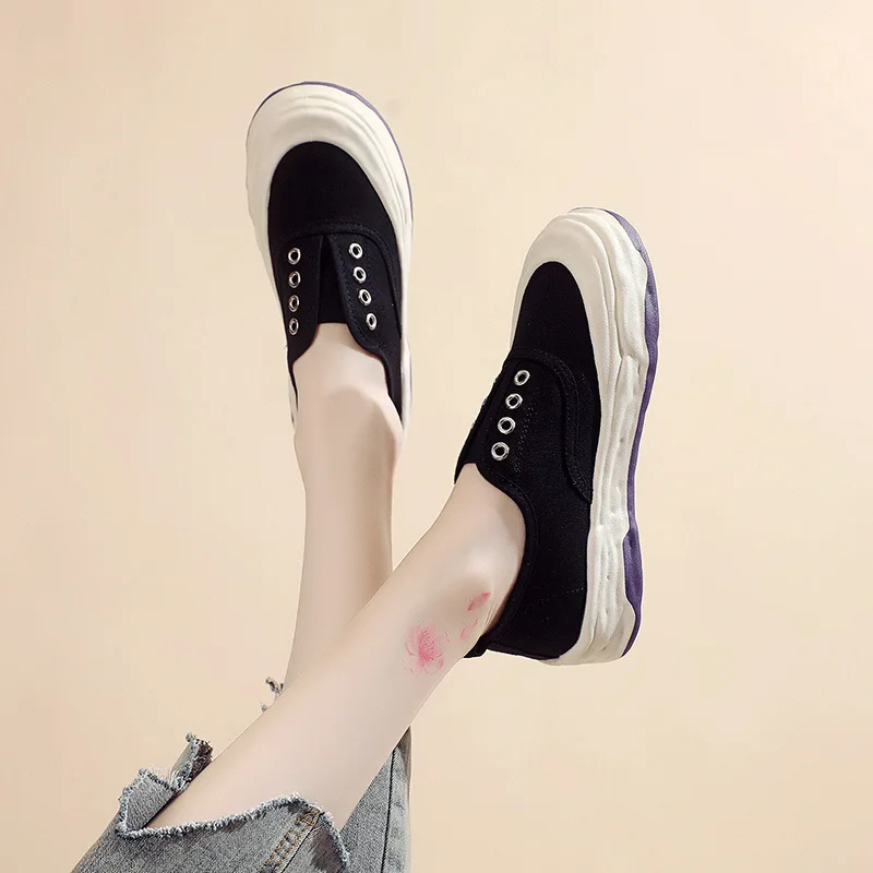 Women One Foot Canvas Shoes Summer New Simple Flat Sole Single Shoes Fashion Breathable Casual Shoes Pregnant Shoes mujer sapato