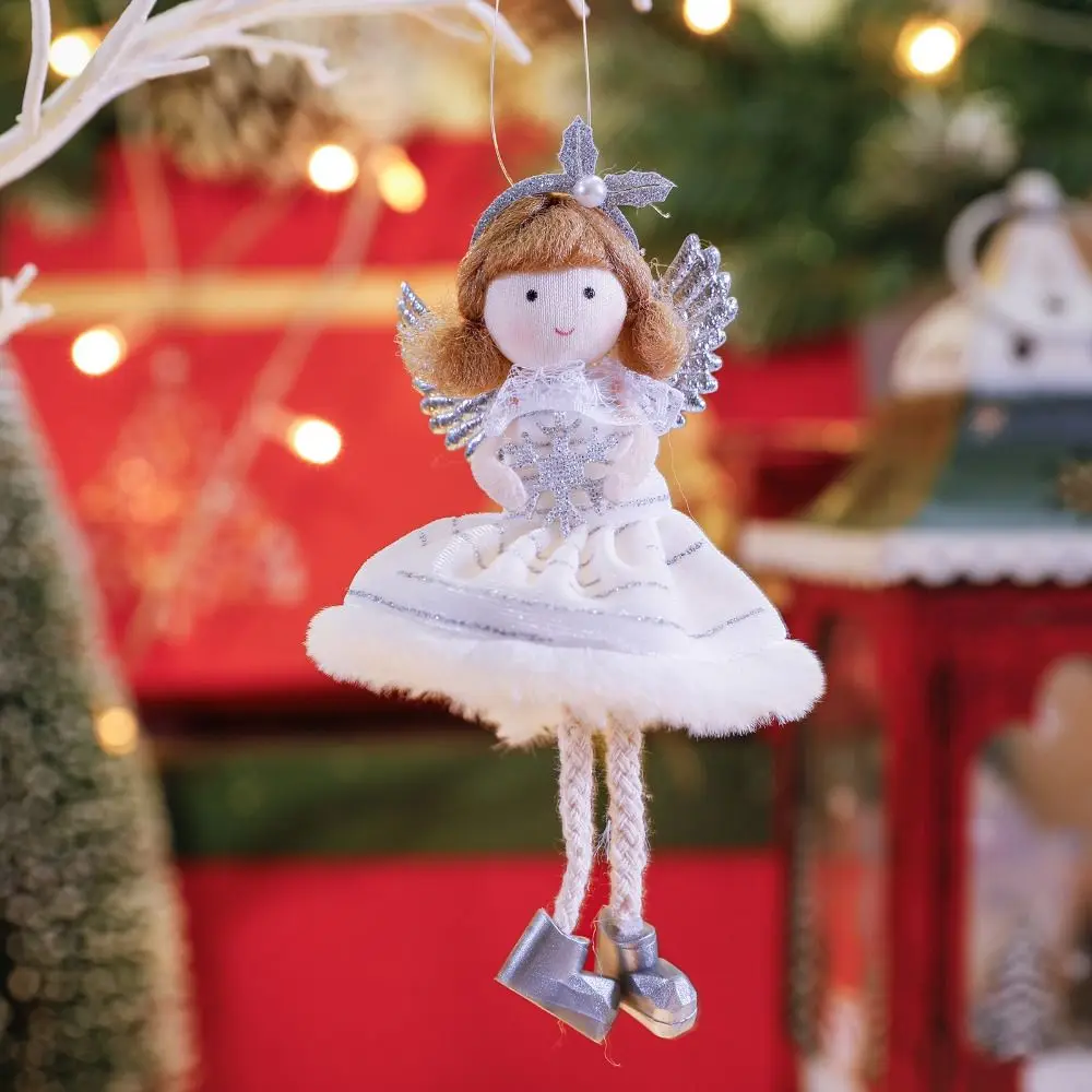 Christmas Feature Angel Wings Girl Pendant Fashionable Cute Skirt Doll Ornament Snowflake Angel Xmas Tree Pendant Bedroom