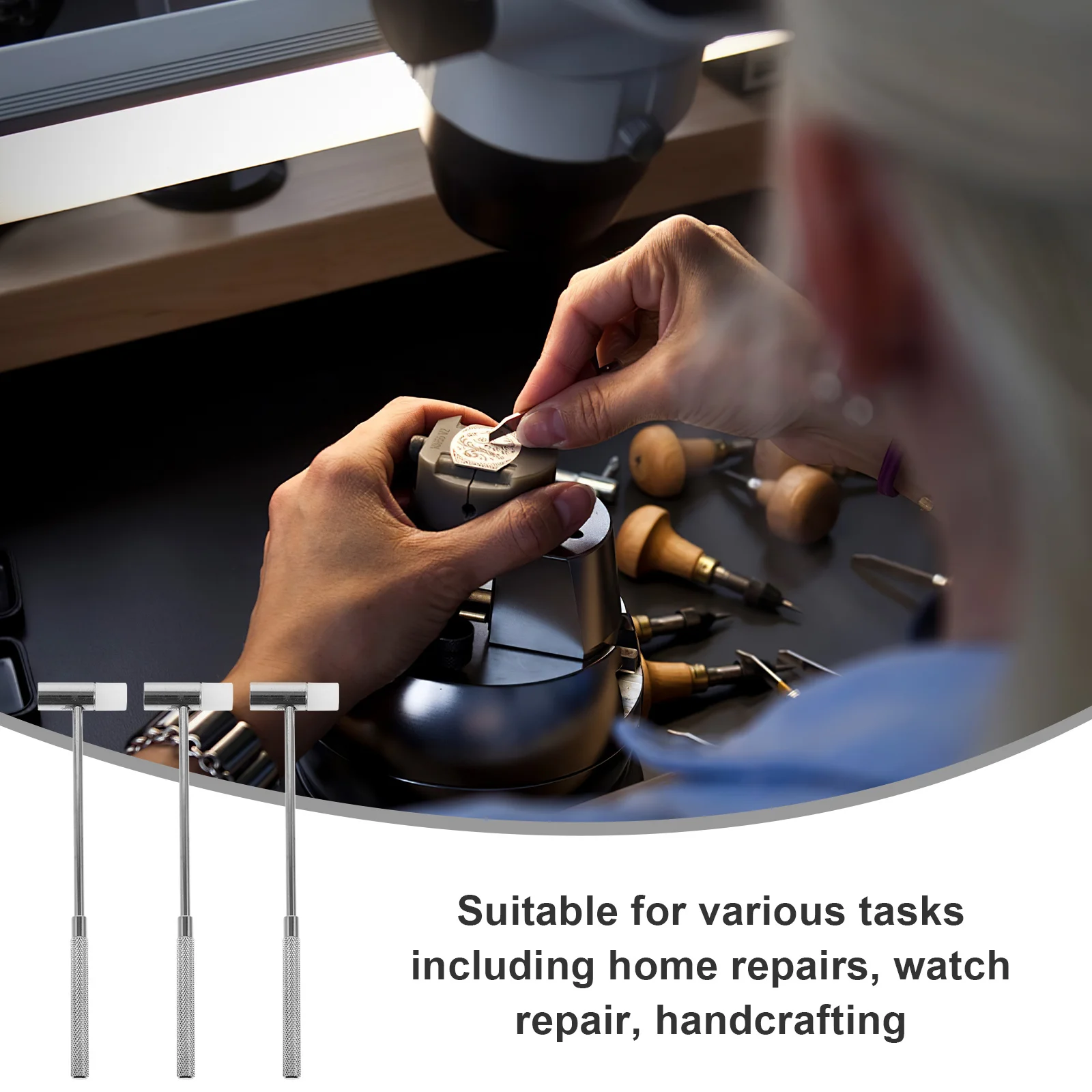 

4Pcs Watch Mallet Set Small Hammer for Jewelry Making Repair Tool Portable Metal Mallet Multifunction Hardware Crafting