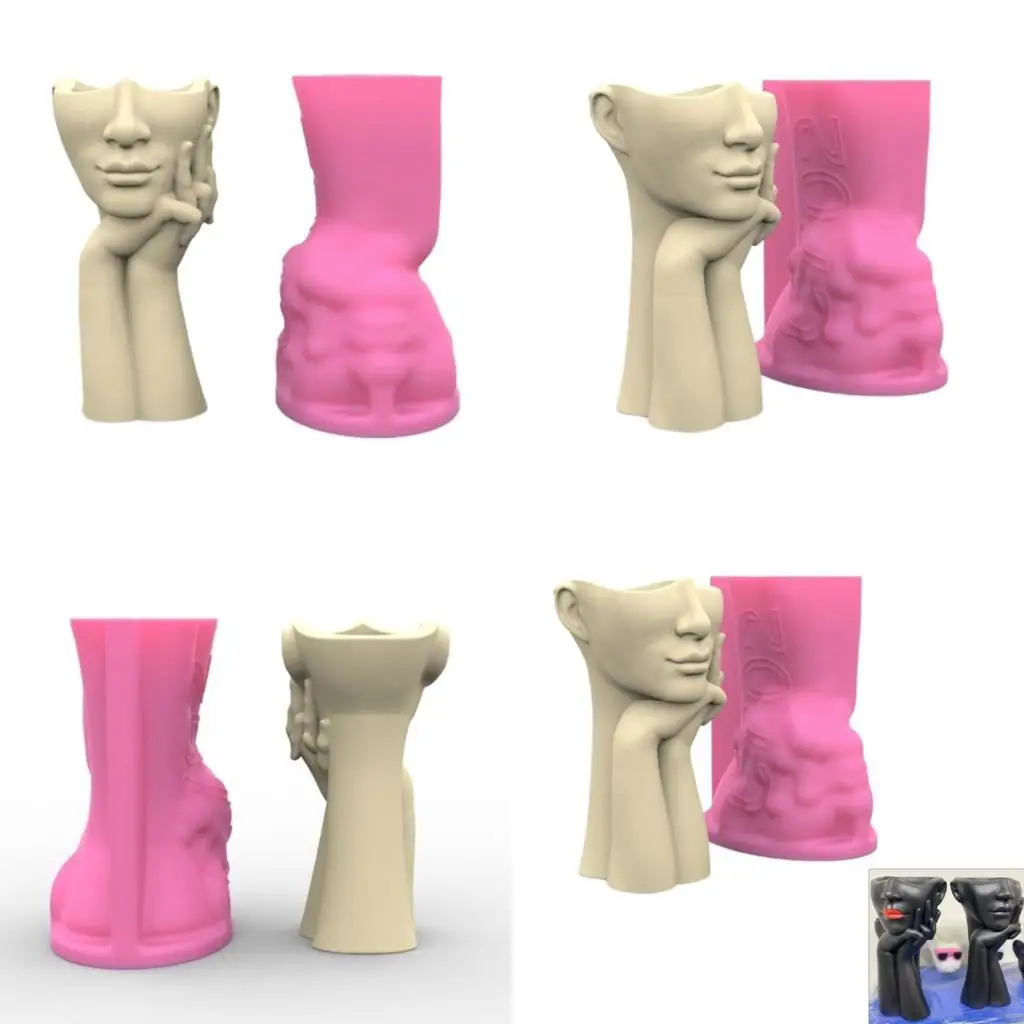 

X4YA Women Gypsum Silicone Mold DIY Concrete Flower Pots Vase Plaster Cement Mold Pen Holder Molds Decors