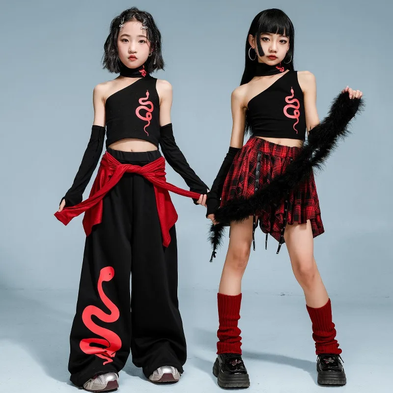 Vêtements de danse Jazz pour filles, gilet à franges noires et argentées à nombril exposé, costume de spectacle de rue frit à la mode