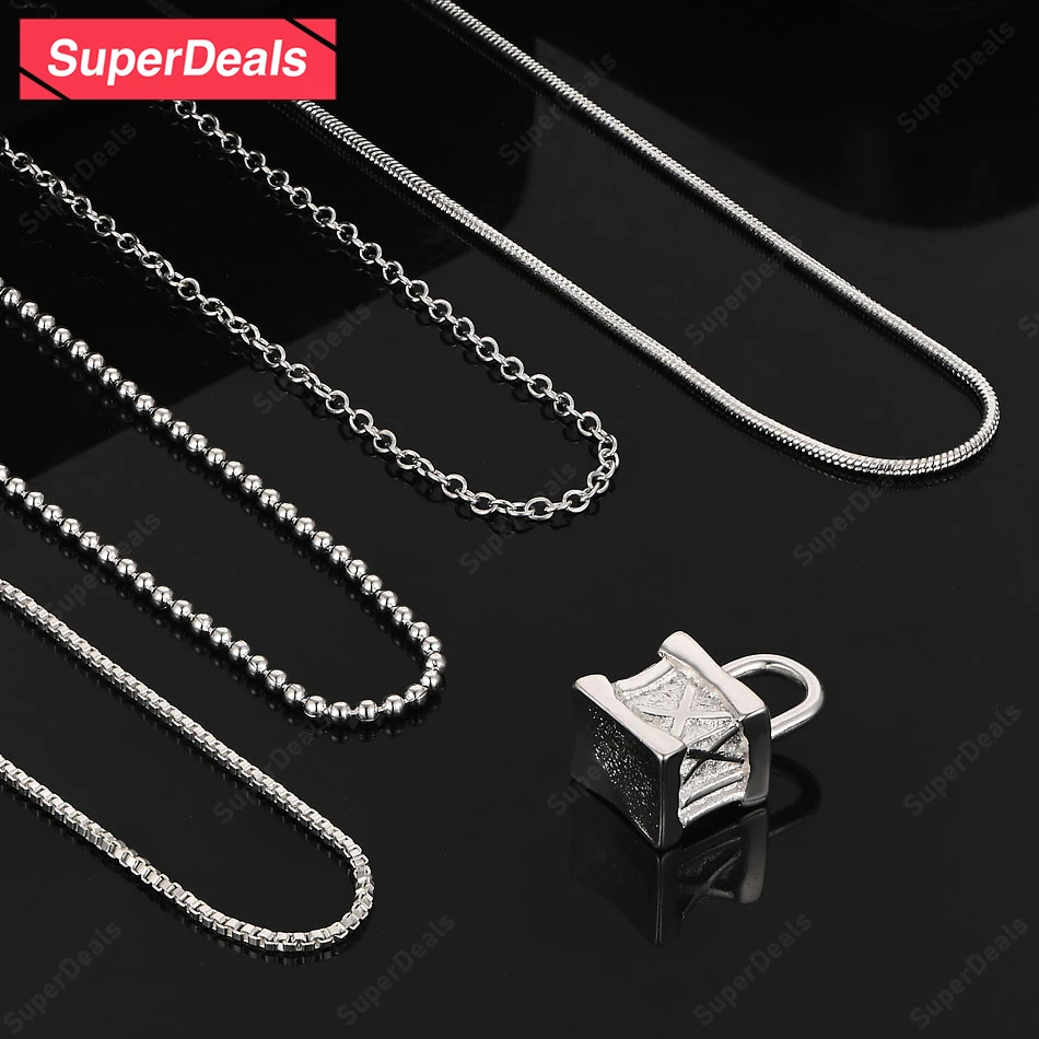 SuperDeals 16-30 Inch 925 Sterling Silver Square Roman Numeral Pendant Necklace Fashion Trend Jewelry Anniversary Party Gift
