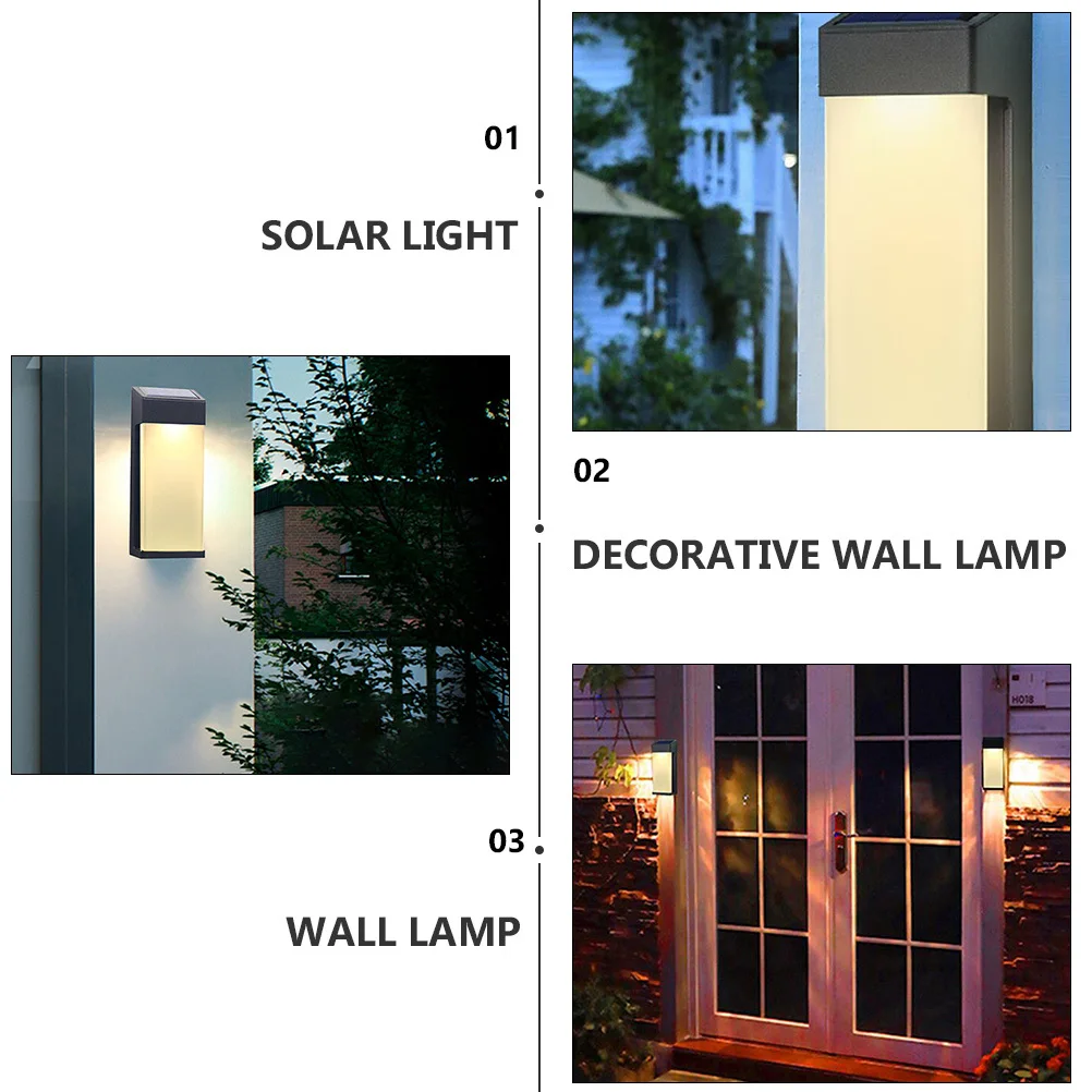 

1Pcs Waterproof Solar Wall Lamp Outdoor Garden Home Lighting Durable Plastic Glass Material Energy Saving Automatic Sensor