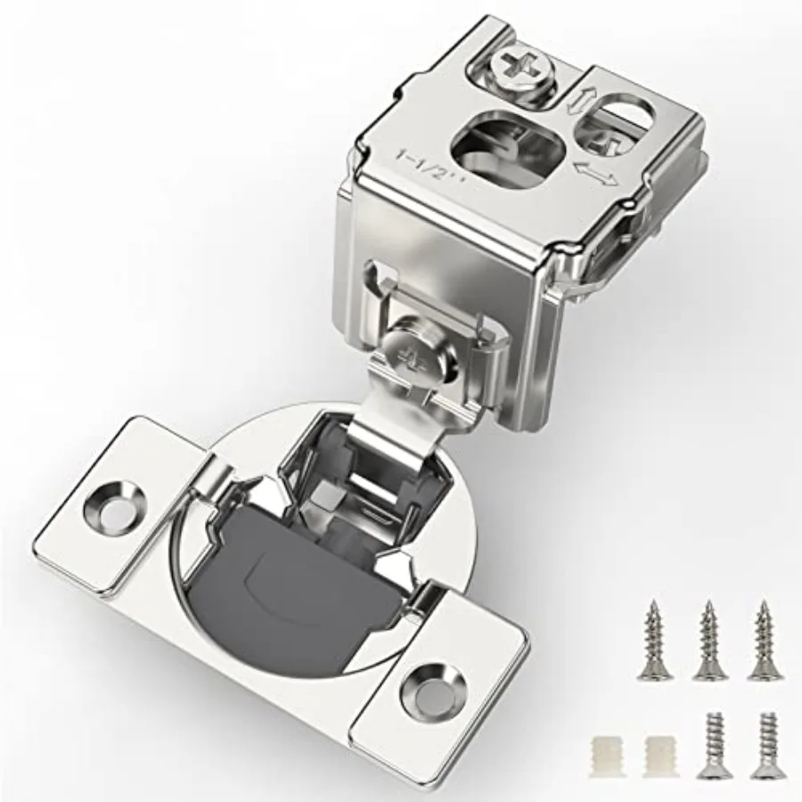 

50 штук -/2 шарнира с плавным закрыванием для кухонных шкафов, скрытые петли из сатинированного никеля, петли с плавным закрыванием для шкафов, цвет: матовый никель