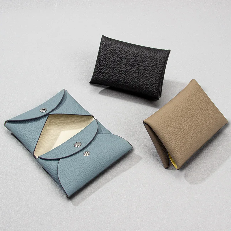 

New Mini Change Purse First-layer Cowhide Wallet Integrated Japanese-style Small Contrasting Color Niche Buckle Leather Coin Bag